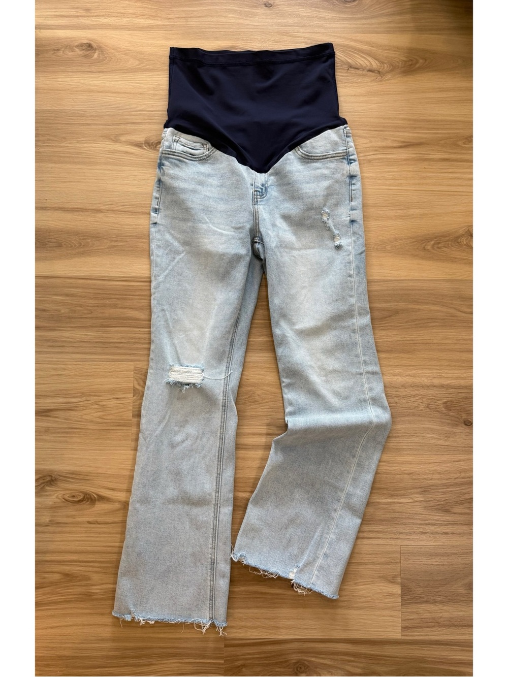 Pinkblush Light Wash Maternity Jeans with Navy Support Panel